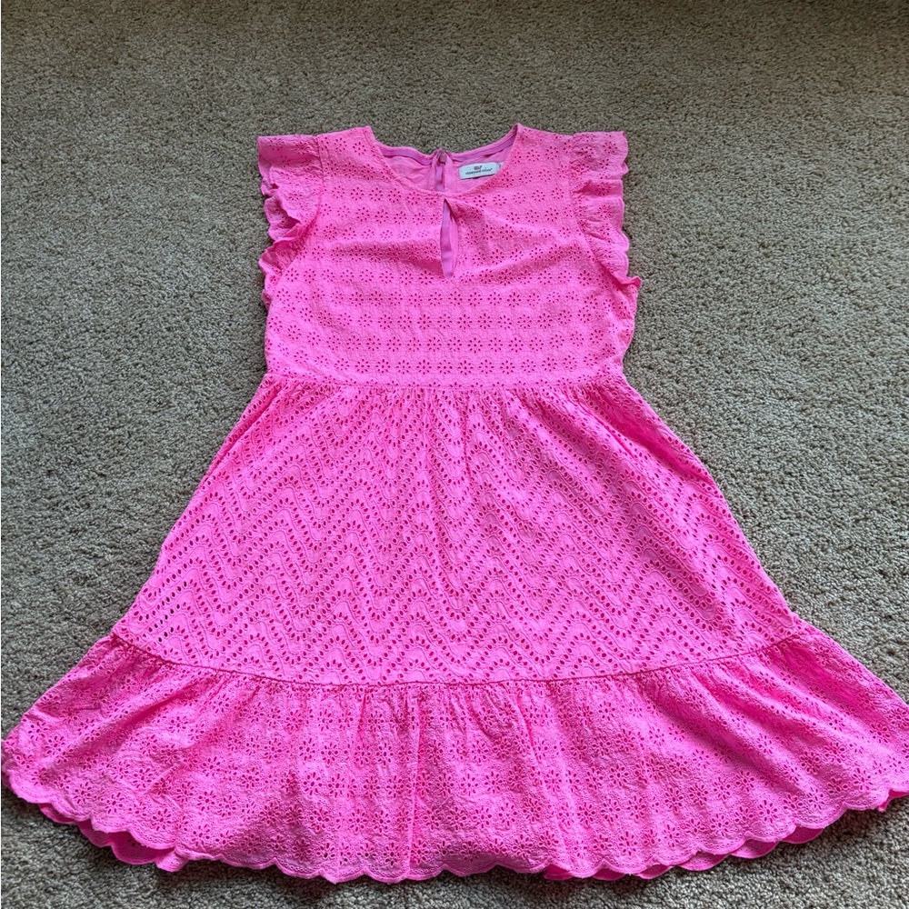 Vineyard Vines Allamanda Floral Eyelet Pink Wave Dress size 12